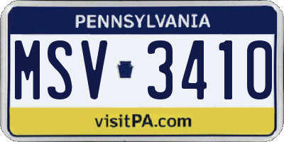 PA license plate MSV3410