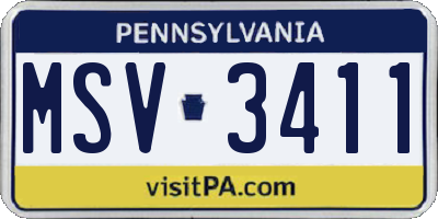PA license plate MSV3411