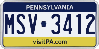 PA license plate MSV3412