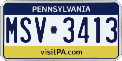 PA license plate MSV3413