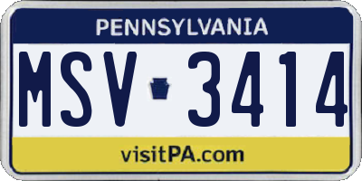 PA license plate MSV3414