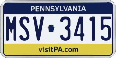 PA license plate MSV3415