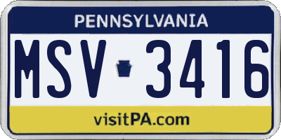 PA license plate MSV3416