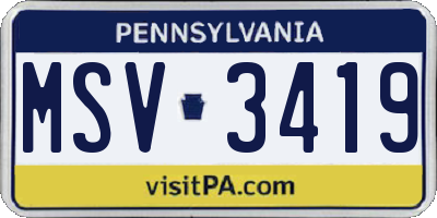 PA license plate MSV3419