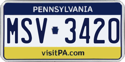 PA license plate MSV3420