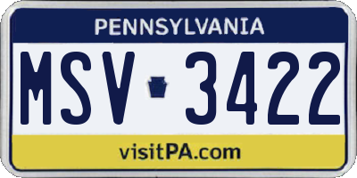PA license plate MSV3422