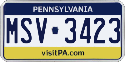 PA license plate MSV3423