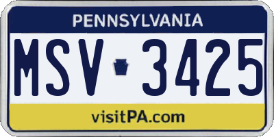 PA license plate MSV3425