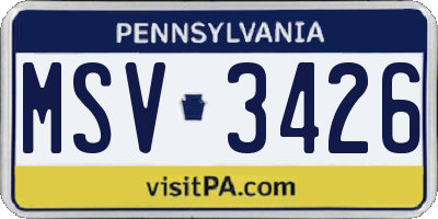 PA license plate MSV3426