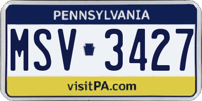PA license plate MSV3427