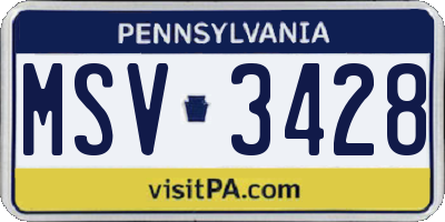 PA license plate MSV3428