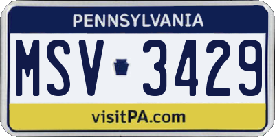 PA license plate MSV3429