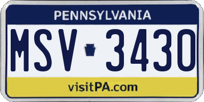 PA license plate MSV3430