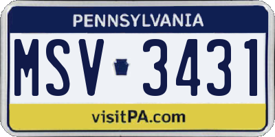 PA license plate MSV3431