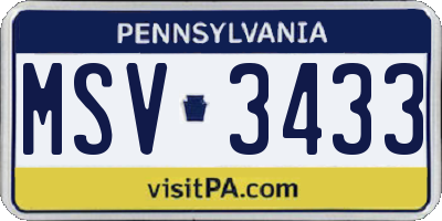 PA license plate MSV3433