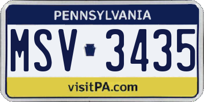 PA license plate MSV3435