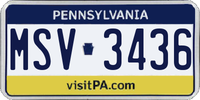 PA license plate MSV3436