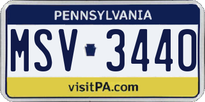 PA license plate MSV3440