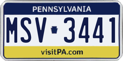 PA license plate MSV3441