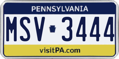 PA license plate MSV3444
