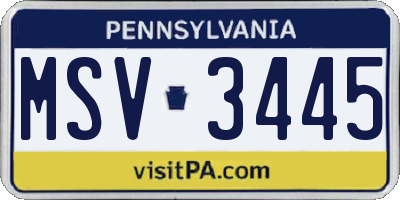 PA license plate MSV3445