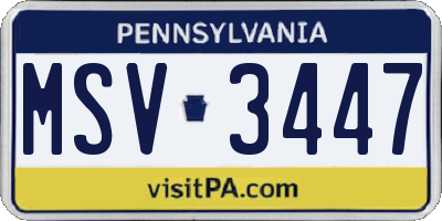 PA license plate MSV3447
