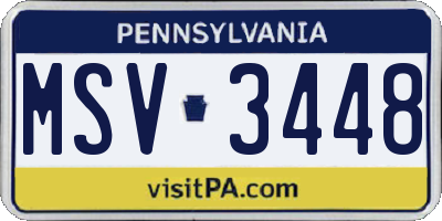 PA license plate MSV3448