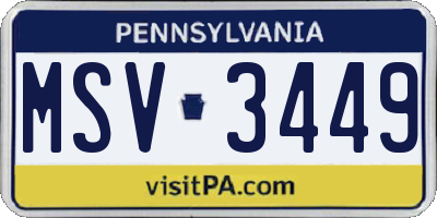 PA license plate MSV3449