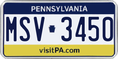 PA license plate MSV3450