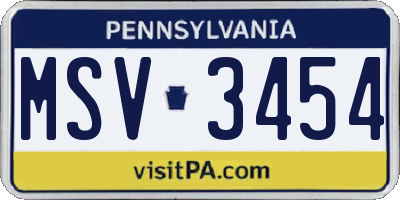 PA license plate MSV3454