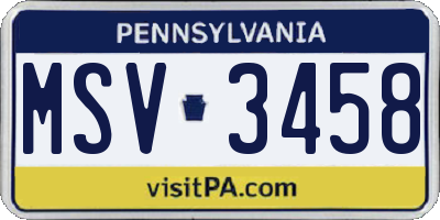 PA license plate MSV3458