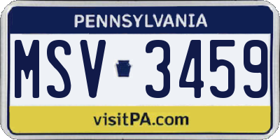 PA license plate MSV3459
