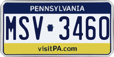 PA license plate MSV3460