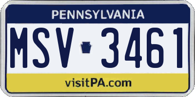 PA license plate MSV3461