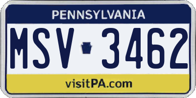 PA license plate MSV3462