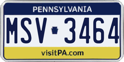 PA license plate MSV3464