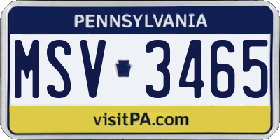 PA license plate MSV3465