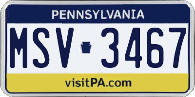 PA license plate MSV3467