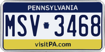 PA license plate MSV3468