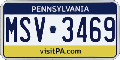 PA license plate MSV3469