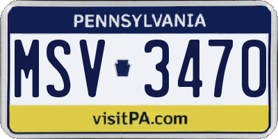 PA license plate MSV3470