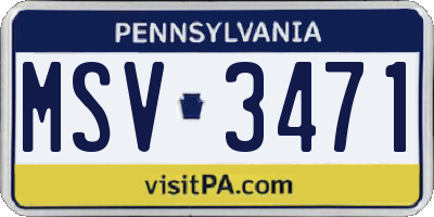 PA license plate MSV3471