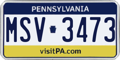 PA license plate MSV3473