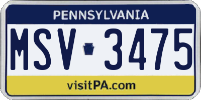 PA license plate MSV3475