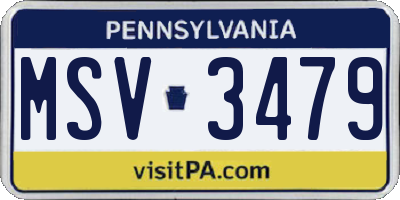 PA license plate MSV3479