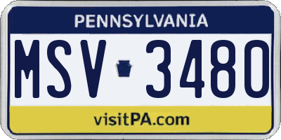 PA license plate MSV3480