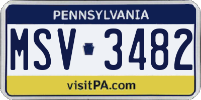 PA license plate MSV3482