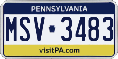 PA license plate MSV3483