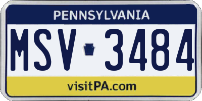 PA license plate MSV3484