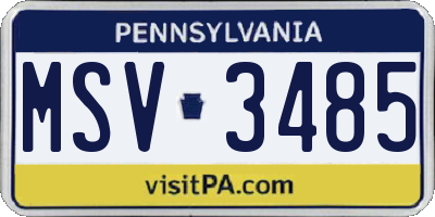 PA license plate MSV3485